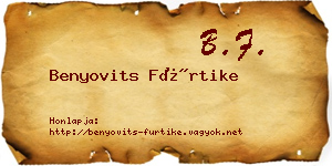 Benyovits Fürtike névjegykártya